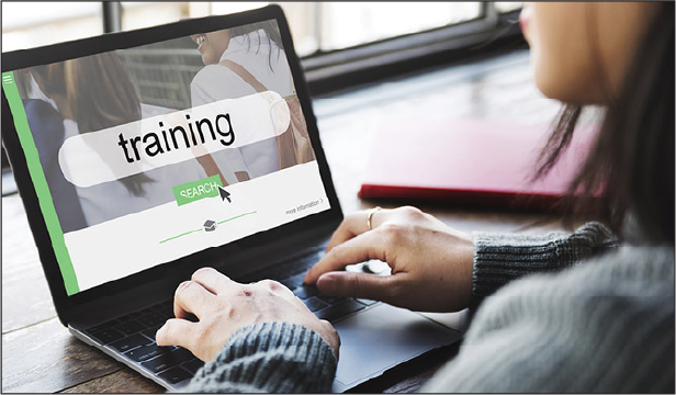 Woman doing online training